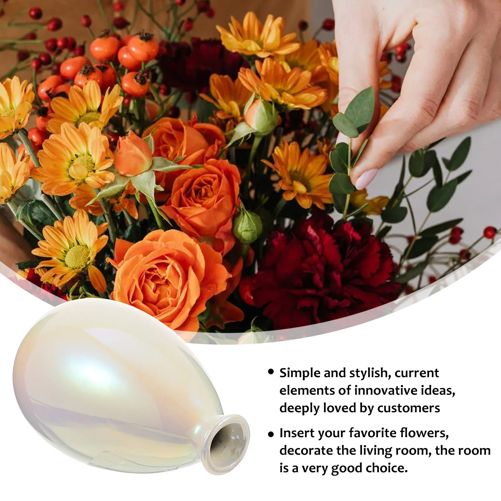 

1Pcs Ceramics Vase Nordic Style Decorative Flower Bottle for Home Garden Balcony Living Room Desktop Flower Vase