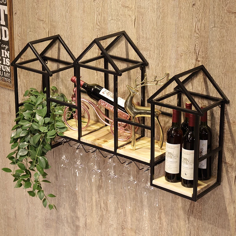 رف حائط، معلق على الحائط، ديكور منزلي صغير، رف زجاجي للنبيذ، زخرفة رأسًا على عقب، رف تخزين، رف نبيذ صناعي #3