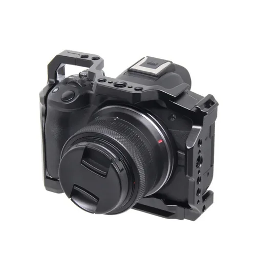 Imagen 2 del producto Equipo de jaula de cámara para Canon EOS R50, funda protectora de cámara con soporte de zapata fría para micrófono de luz LED para trípode Arca-Swiss