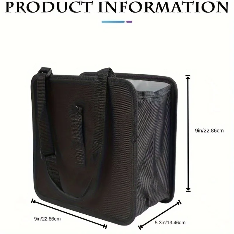1pc Durable polyester fiber car trash can - Multi-functional folding hanging storage bag, zipper compartment, practical design image 4