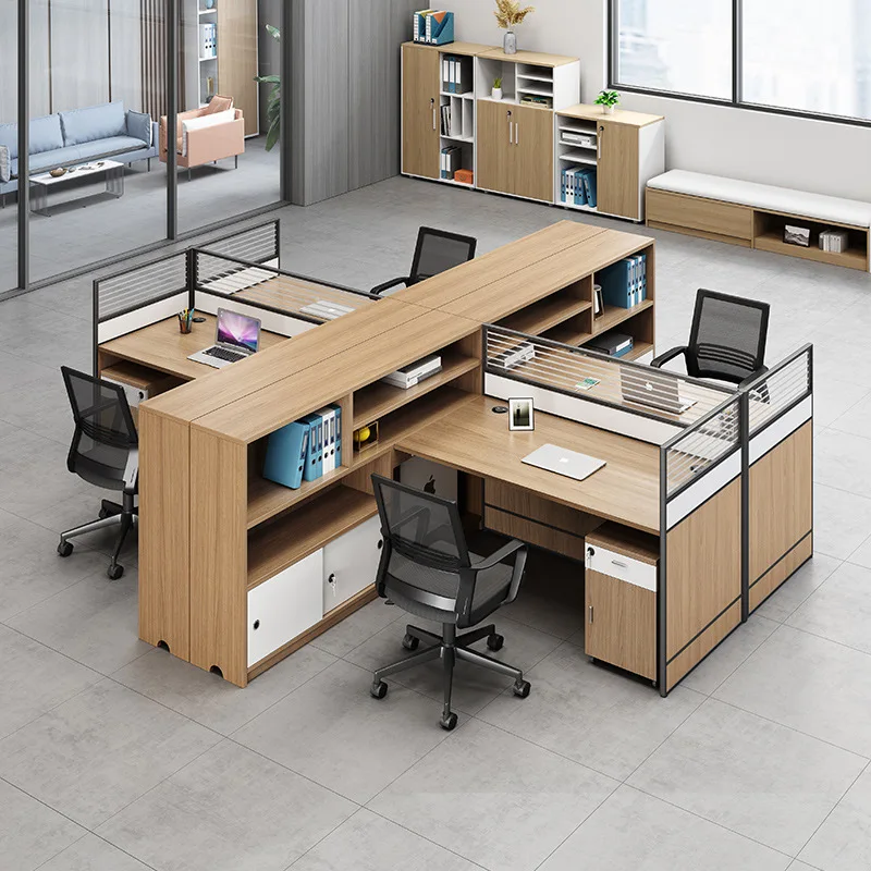 Finance Desk Staff and Chair Combination Company 4 People 6 Double Simple Desk Sub-office Staff