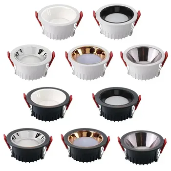 Faretto da incasso a LED COB antiriflesso Nero/Bianco Dimmerabile 85-265V Lampada da soffitto Faretto Casa Soggiorno Camera da letto Illuminazione