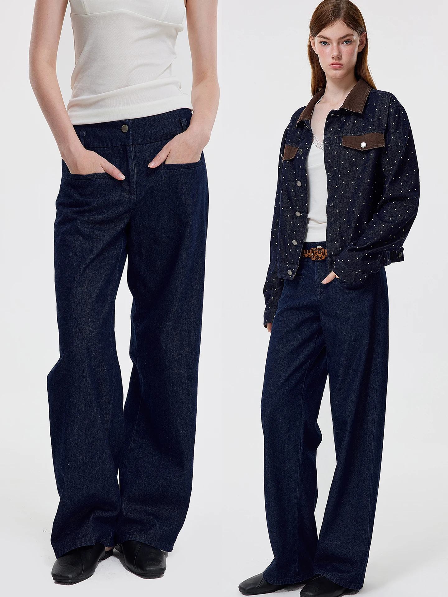 

Monroo High Waist Straight Leg Color Blo Denim Jeans Women's Autumn Winter Slimming Long Trousers Vintage Sle Cotton 00%