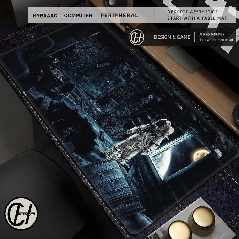 Astronaut Abandoned City Sci Fi Mouse Pad Cute HD Desk Pad Extended Gaming Keyboard Mats Large 90x40cm XXL Gamer Mousepad