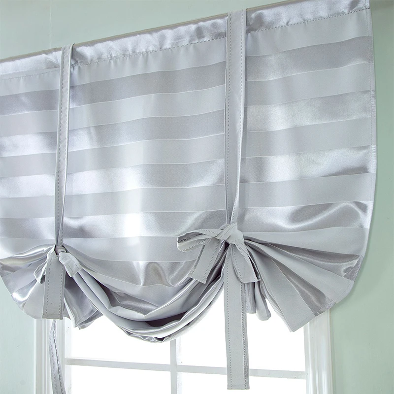 Pastoral Style Blackout Tie-up Roman Curtain Window Balloon Curtain Shade Drapes Balcony Cafe Kitchen Decor Short Curtain