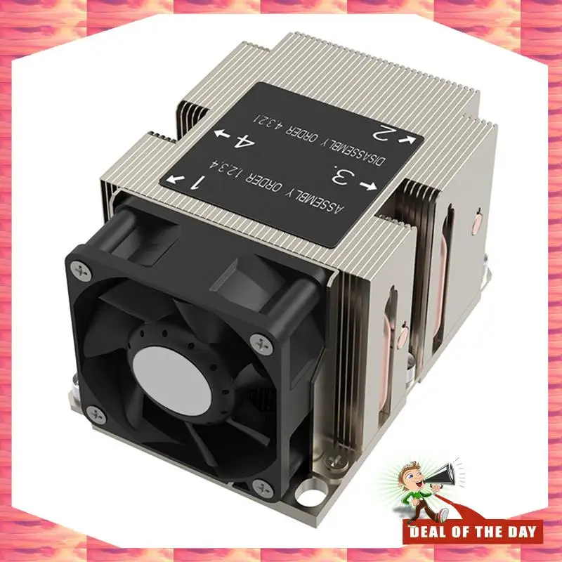 Pengiriman 24 Jam 2X Pendingin LGA3647-2U-R83 240W untuk Lga 3647 Radiator Tipe Sempit 2U Heat Sink 4 Kipas Pendingin Tiup Samping Pipa Panas