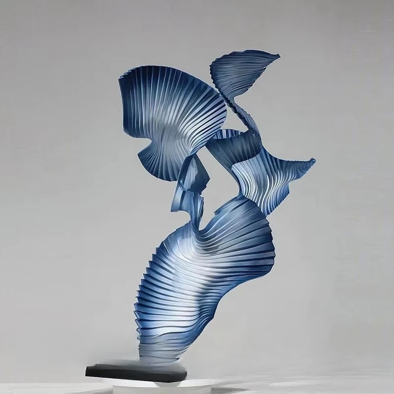 

Contemporary transparent resin abstract art, transparent light black desktop decorative sculpture