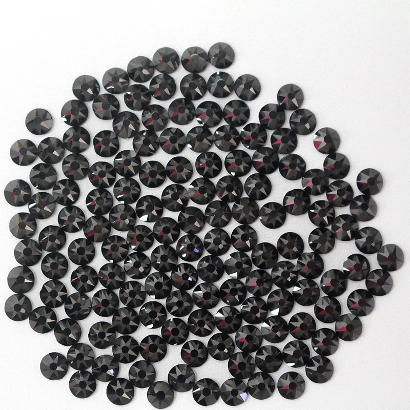 Jet Hematite SS40 Non Hotfix 8 Big And 8 Small Cut 5A Top Quality Flat Back Rhinestones Glue on Crystals With Gold Foiled Back
