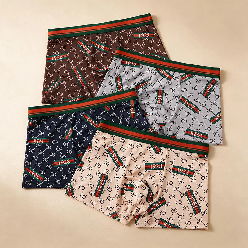 4-Piece Set! Men's Underwear Retro Comfortable Boxer Shorts Light Breathable Fashion Underwear