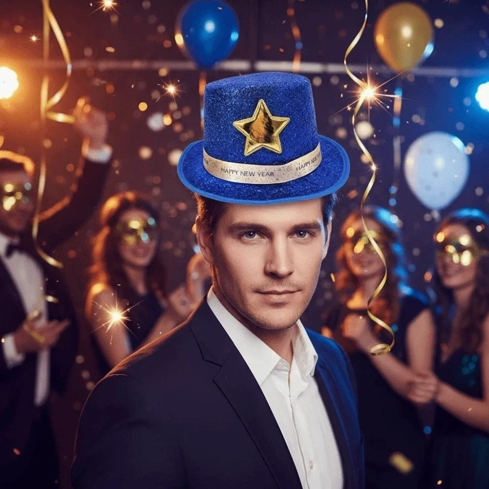 

Formal Cap Wide Brim Shiny Jazz Hat Felt Lightweight Festival Party Cap Fashion Woolen Magician Cap Carnival