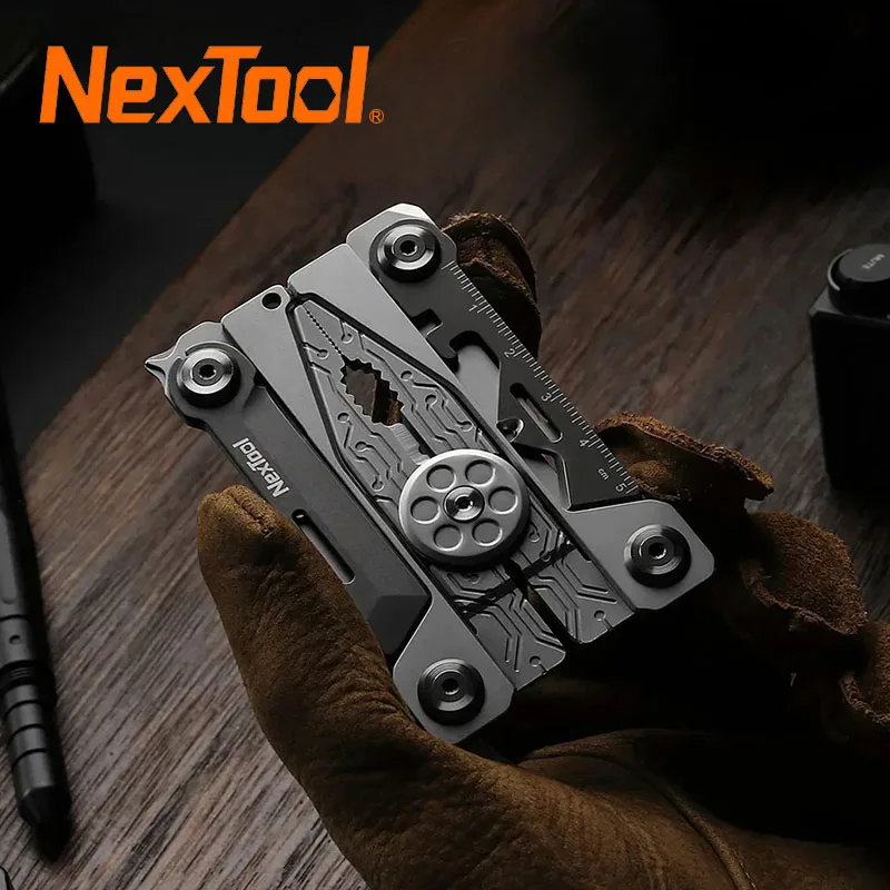 Nextool-herramienta EDC de hoja plateada 14 en 1, multiherramienta portátil, alicates multifunción, destornillador, llave, alicates, cuchillo con bolsa de cuero