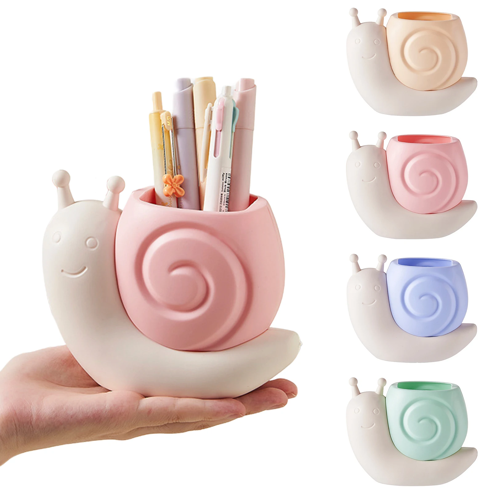 

Snail-Shaped Pen Holder ABS Multi-Functional Desk Organizer Pencil Storage Desktop Stationery Container Makeup Brush Holder