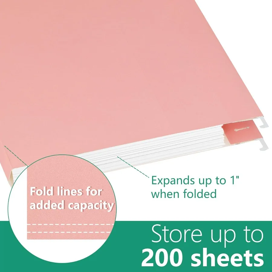 مجلدات الملفات المعلقة، 25 عبوة من مجلدات التعليق المقواة بحجم الرسالة قابلة للتعديل، علامات تبويب مكونة من 5 قطع مصممة لخزانة حفظ الملفات السائبة