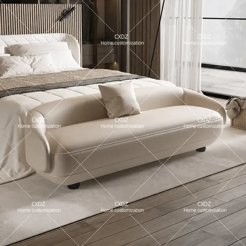 Bedside Stool Flannel Wardrobe Bench Leather Leisure Sofa Small Apartment Hotel Footrest Ottoman End of Bed Seating