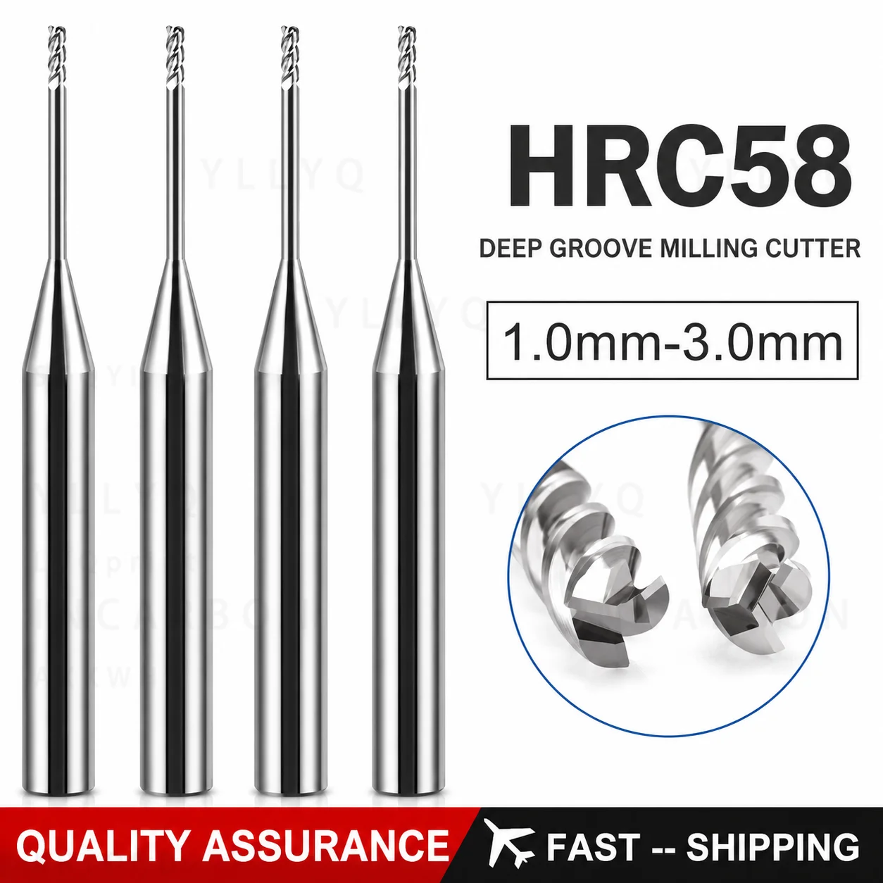 HRC58 3 Flute Carbide End Mill Micro Diameter Deep Groove Long Neck Milling Cutter Tungsten Steel CNC Tool for Aluminum