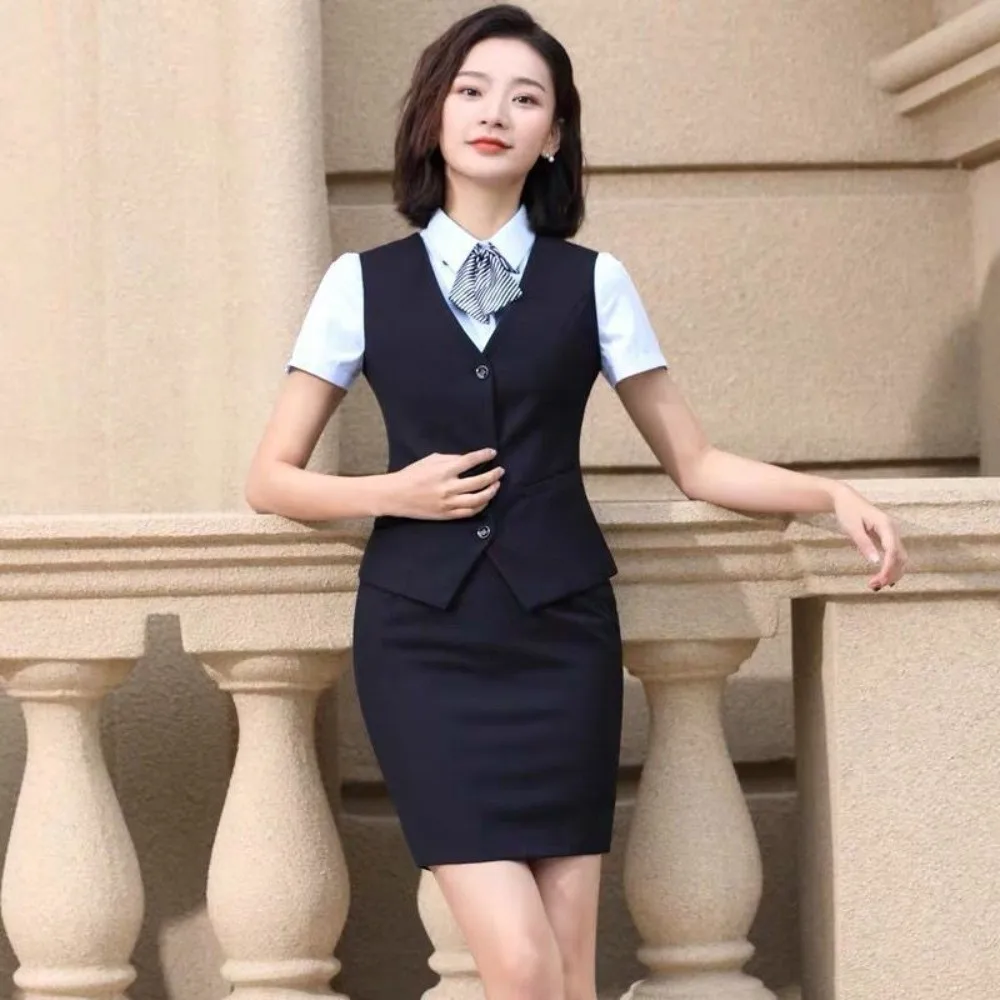 

Elegant OL Fashion Business Vest Coat Plus Size Solid Color Formal Office Ladies Vest Sleeveless V Neck Work Wear Uniforms Daily