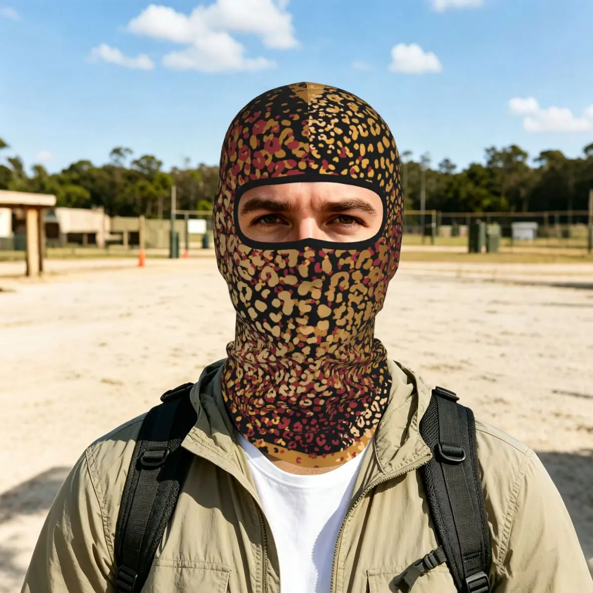 Leopard Peonies Outdoor Cool Sunscreen Motorcycle Face Moto Biker Wind Cap Mask Stopper Windproof Bicycle Cycling Headgear