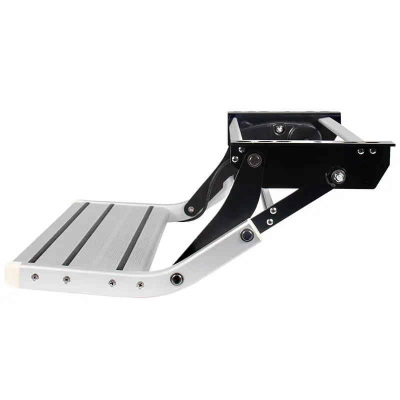 RV Electric Step with LED Light Aluminum Alloy Folding Single Ladder Load 250KG for RV Travel Trailer Entry Doorway