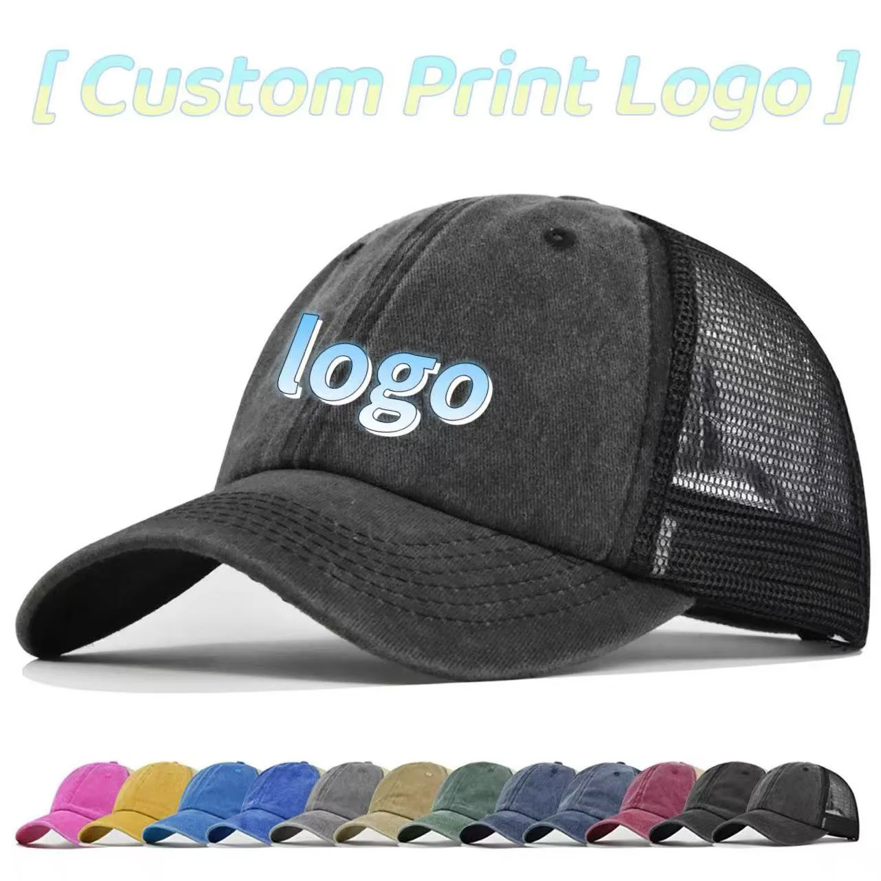 Customized Printed Logo Soft Top Baseball Cap Breathable Mesh Duck Tongue Hats Men's And Women's Personalized Curved Brim Caps