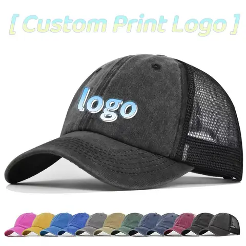 Customized Printed Logo Soft Top Baseball Cap Breathable Mesh Duck Tongue Hats Men's And Women's Personalized Curved Brim Caps