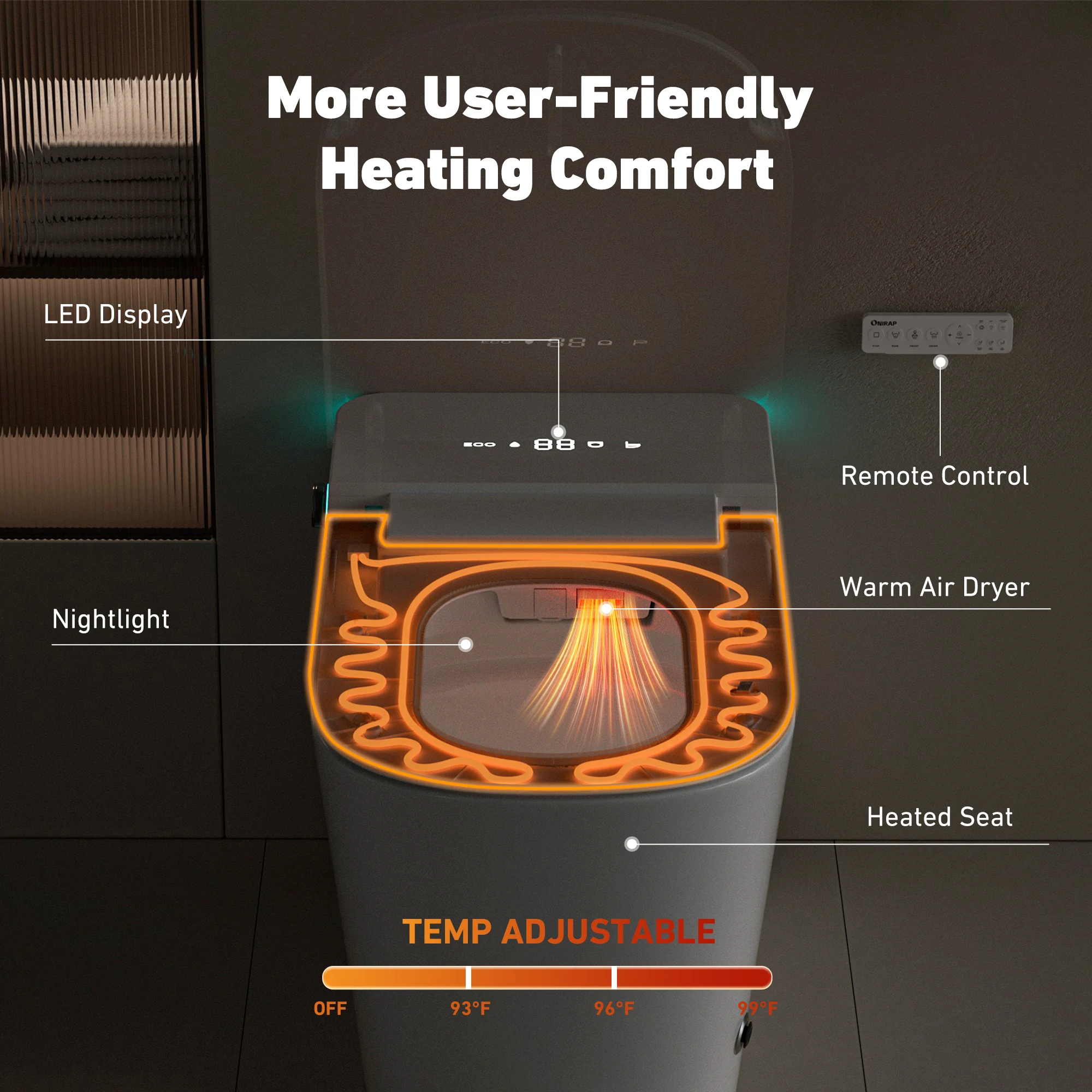 Modern High-end Smart Toilet Gold Finish Multi-Function One Piece Electronic Smart Toilet for High-end Villa Construction