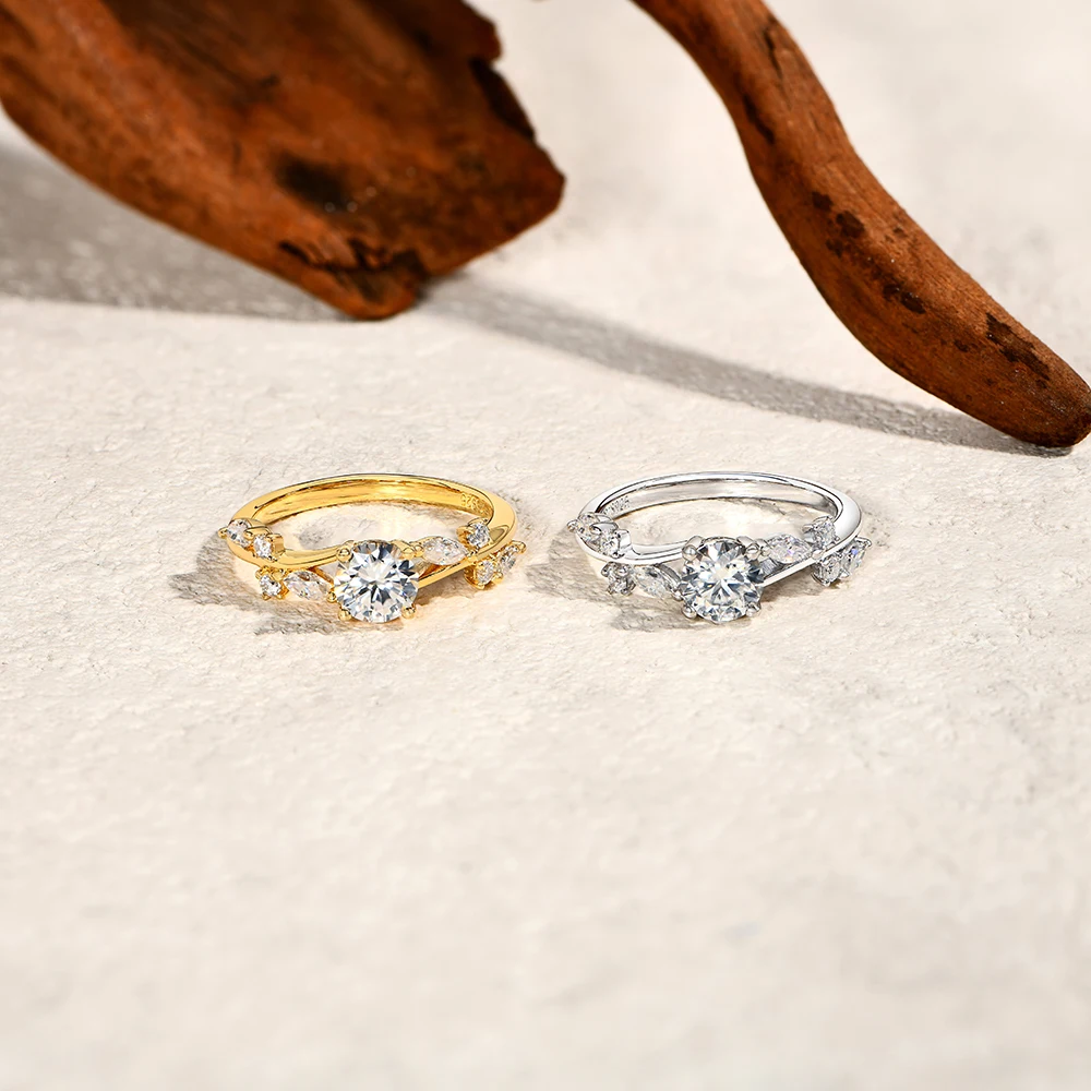 

MINTYBOX 6.0mm Moissanite Ring S925 Silver Lab Grown Diamond Engagement Rings For Women Vine Wedding Jewelry Gift