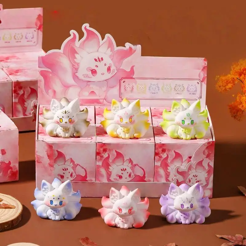 1Pcs Nine Tailed Fox Car Ornaments Resin Handicrafts Desktop Decoration Cute Figurines Home Crafts Gifts