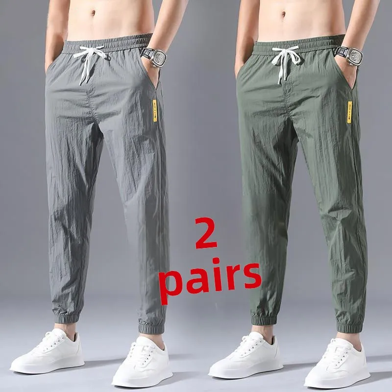 

Loose Extra Large Size Men's Sport Pants Ice Silk Ultra-Thin Summer Casual Trousers Faionable Long Pants for plus Size Men