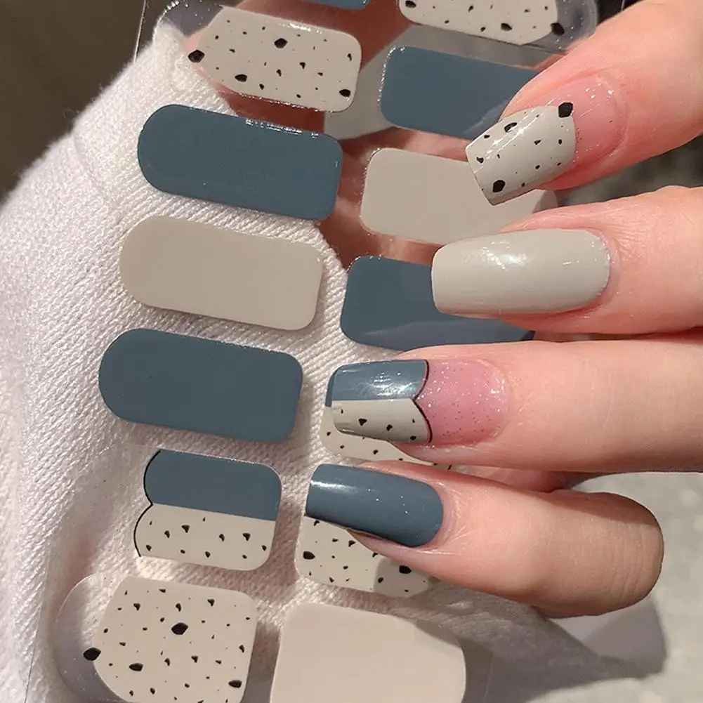 3D French Nail Care Sticker Waterproof Baking Free Gel Nail Sticker Full Nail Polish Film Omber Nail-cured Stickers