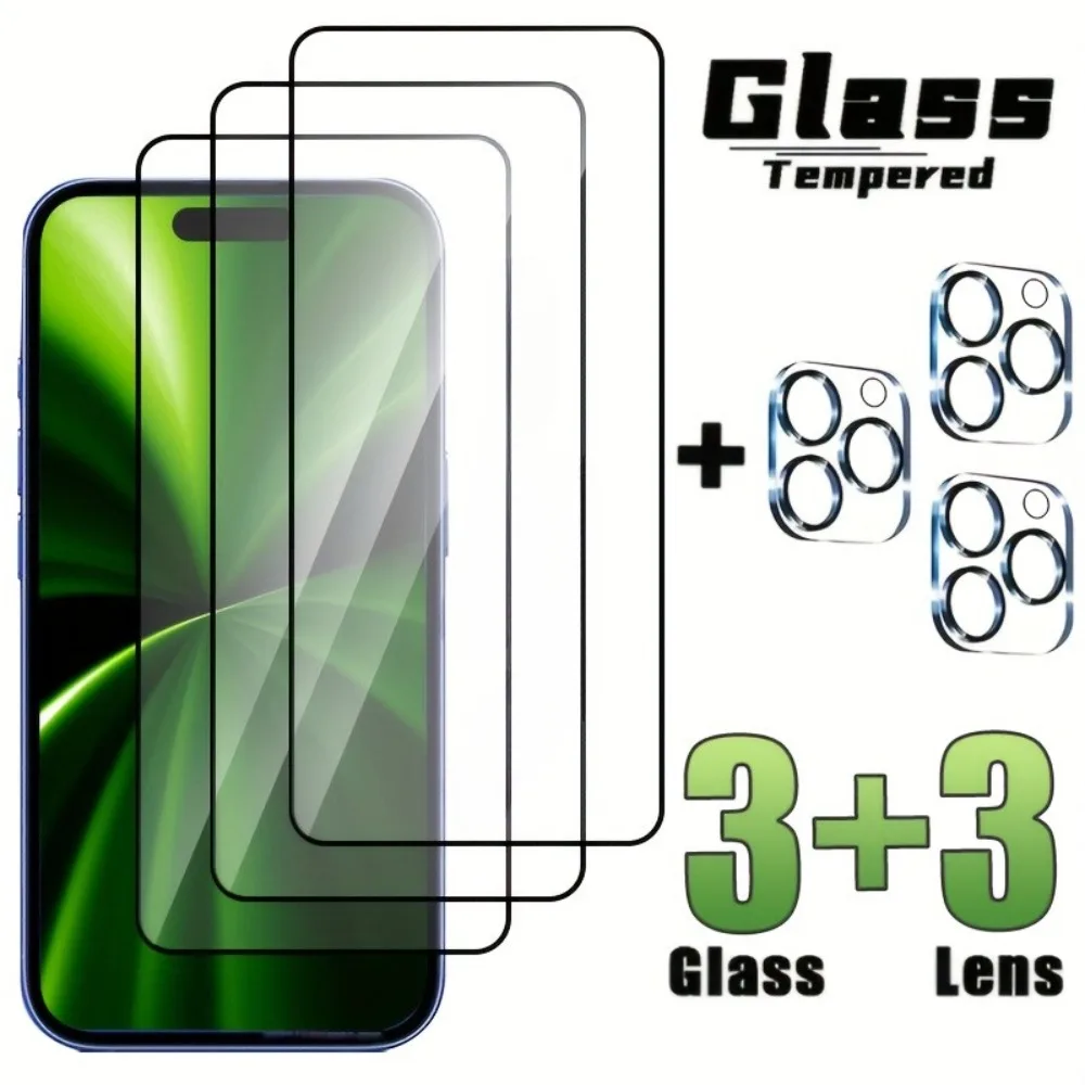 

Защитная пленка для экрана 6 в 1 Ultra HD для iPhone 17 16 15 14 Pro Max 13 12 Стекло для мини-объектива камеры для iPhone 13 12 11 Pro 14 15 Plus
