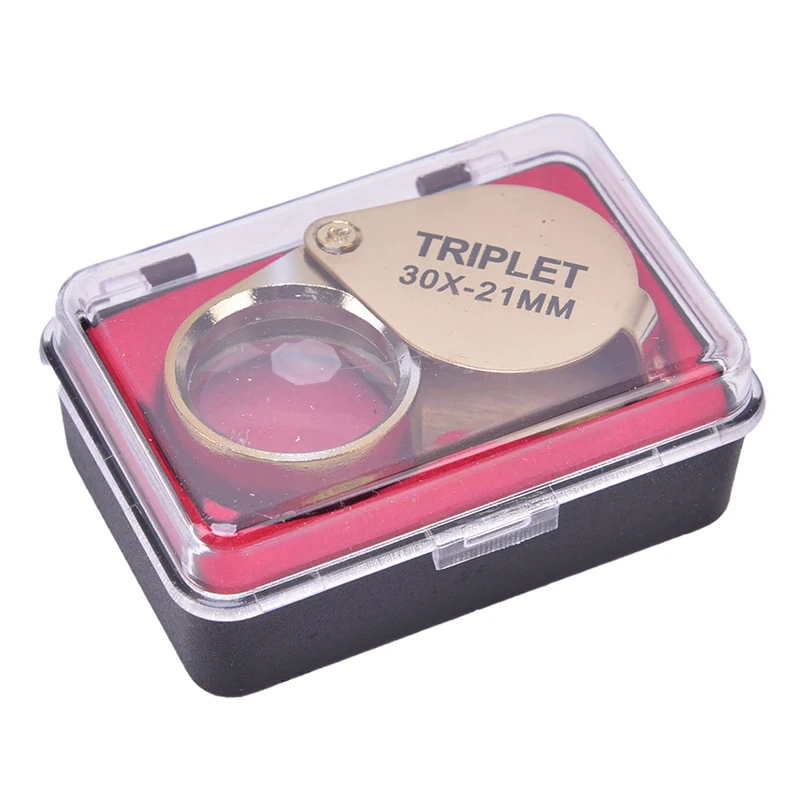 30x bolso lupa jóias lupa dobrável diamante lupa triplet joalheiros olho ferramenta de vidro leitura lupa