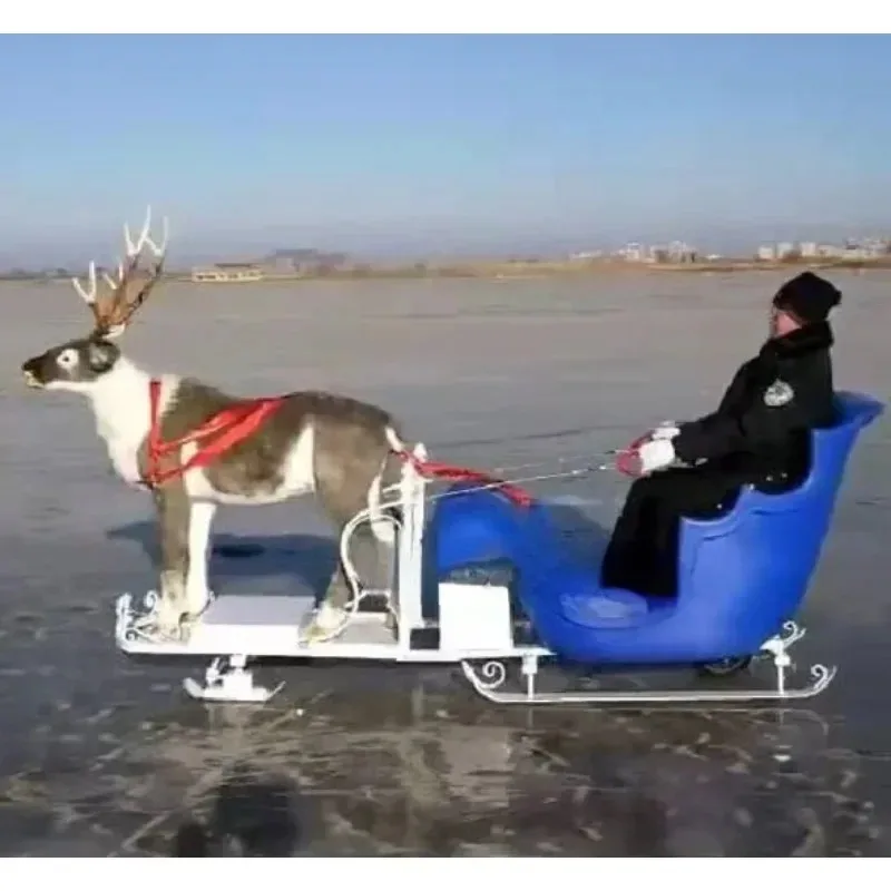 2024 Plastic Snow Sledge Christmas Sled for Outdoor Christmas Deer Pull Sledge on Snow and Ice