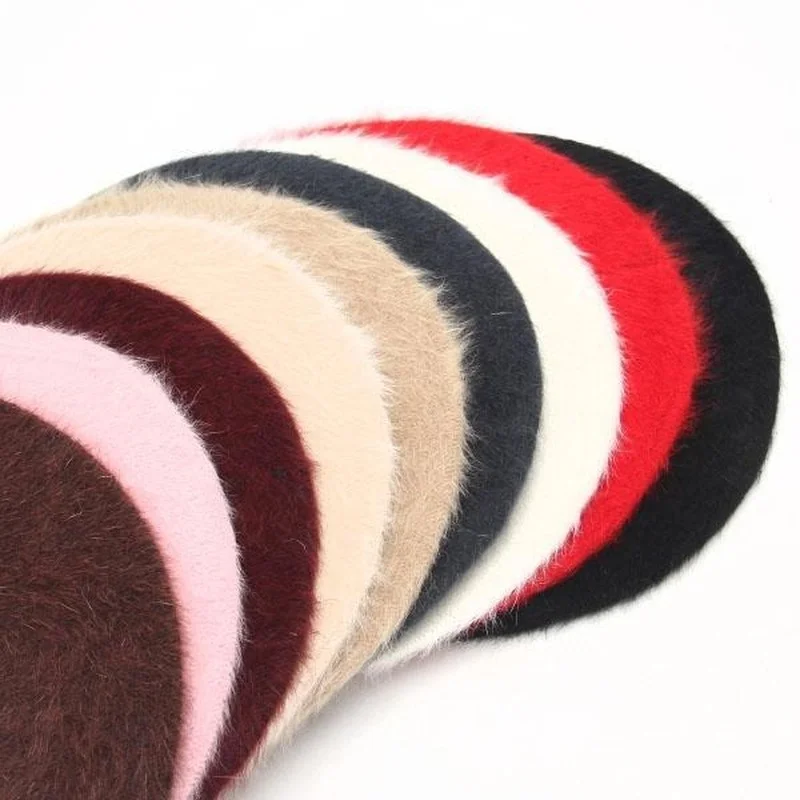 1pcs Women'S Elegant Multicolor Artist Rabbit Fur Lapin Newsboy Beanie Beret Hat