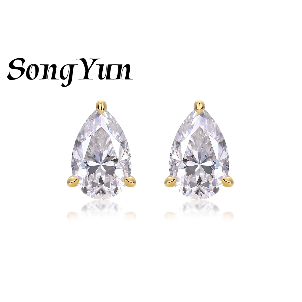 

SONGYUN Brand Jewelry 925 Sterling Silver Earrings Moissanite Diamond Water Drop Evening Rhodium Plated SYT Patent Stud Earrings