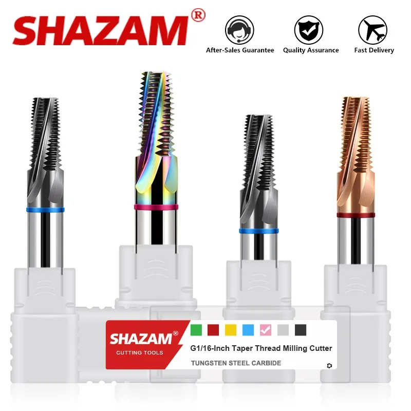 SHAZAM US/Inch Taper Thread Milling Cutter G/PF/RC/PT/NPTF Tungsten Steel Carbide Nano Coating Sealed Machining Center With Tool