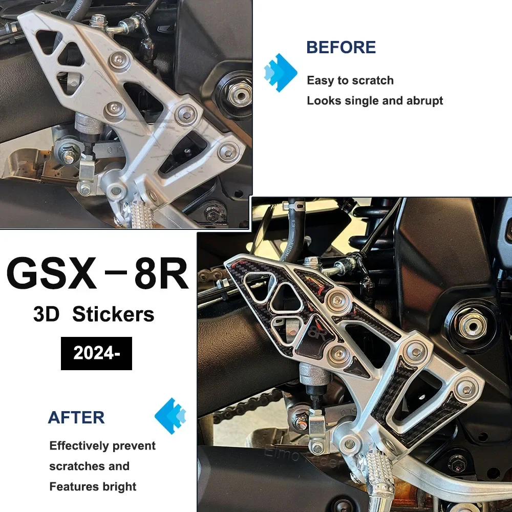 GSX 8R 3d Gel Motorcycle Stickers Heel Pad Waterproof Anti-scratch Protector for Suzuki GSX 8R 2024 Carbon Look