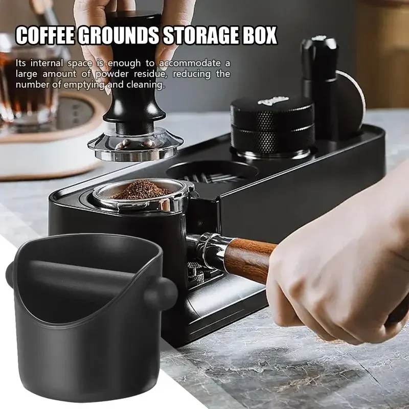 

Coffee Powder Box Black Coffee Slag Bucket with Deep Bowl Dump Bin Detachable Knock Bar Coffee Machine Grind Trash Bin