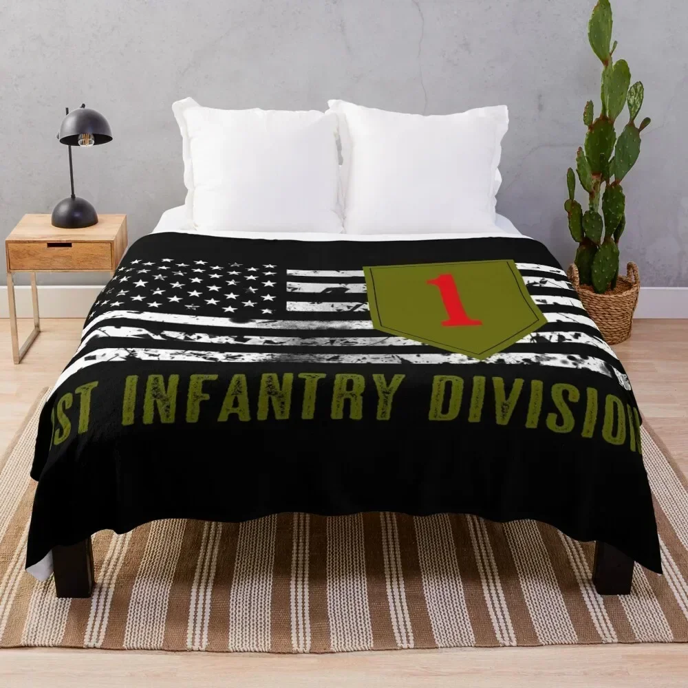 

1st Infantry Division (Distressed Flag) Throw Blanket Multi Purpose Soft Warm Blanket for Home Travel