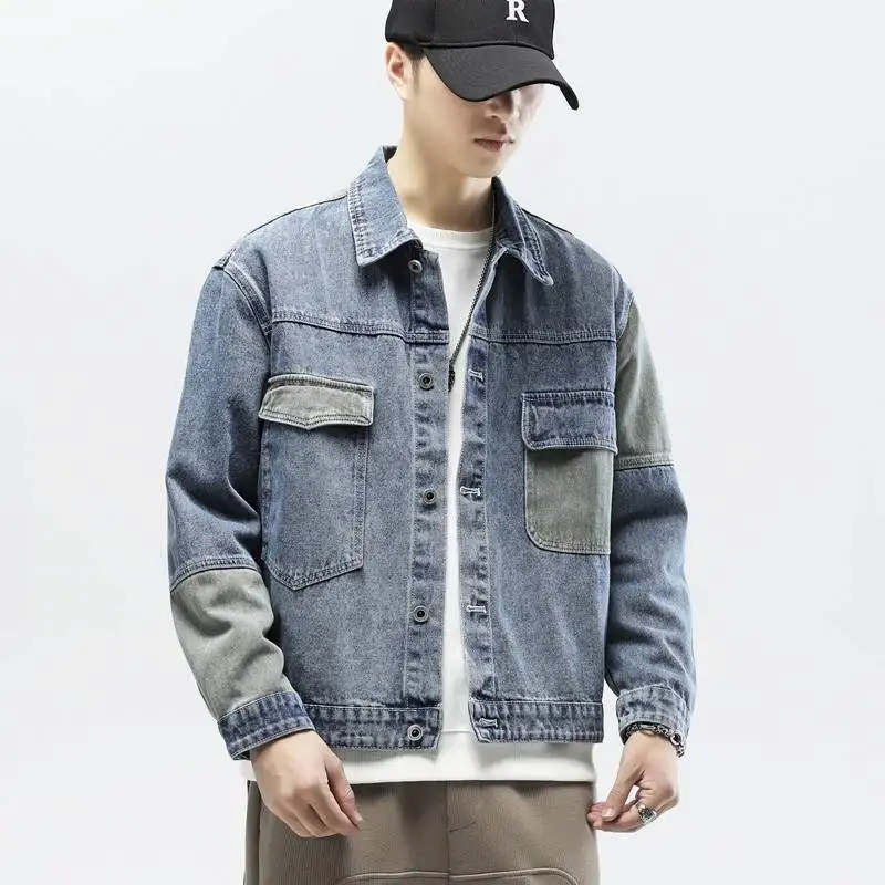 

Trendy Casual Men's Denim Jaet Spring Autumn Sle Long Sve Loose Fit Faion Outerwear Spring Autumn Men's Jaet
