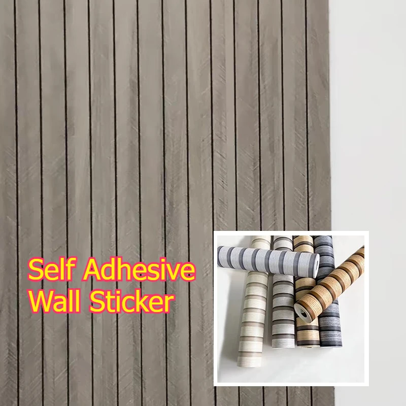 

Imitation Wood Grain Grille 3D Wallpaper Self Adhesive Sticker Living Room Home Decoration Peel and Stick Wall Wallpapers DIY