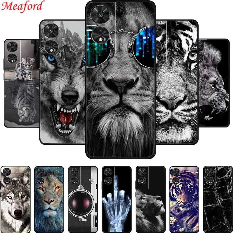 For TCL 505 Phone Case Cover Lion Wolf Tiger Black Silicone Soft Back Cover Case For TCL 505 Case Funda Para For TCL505 Shell