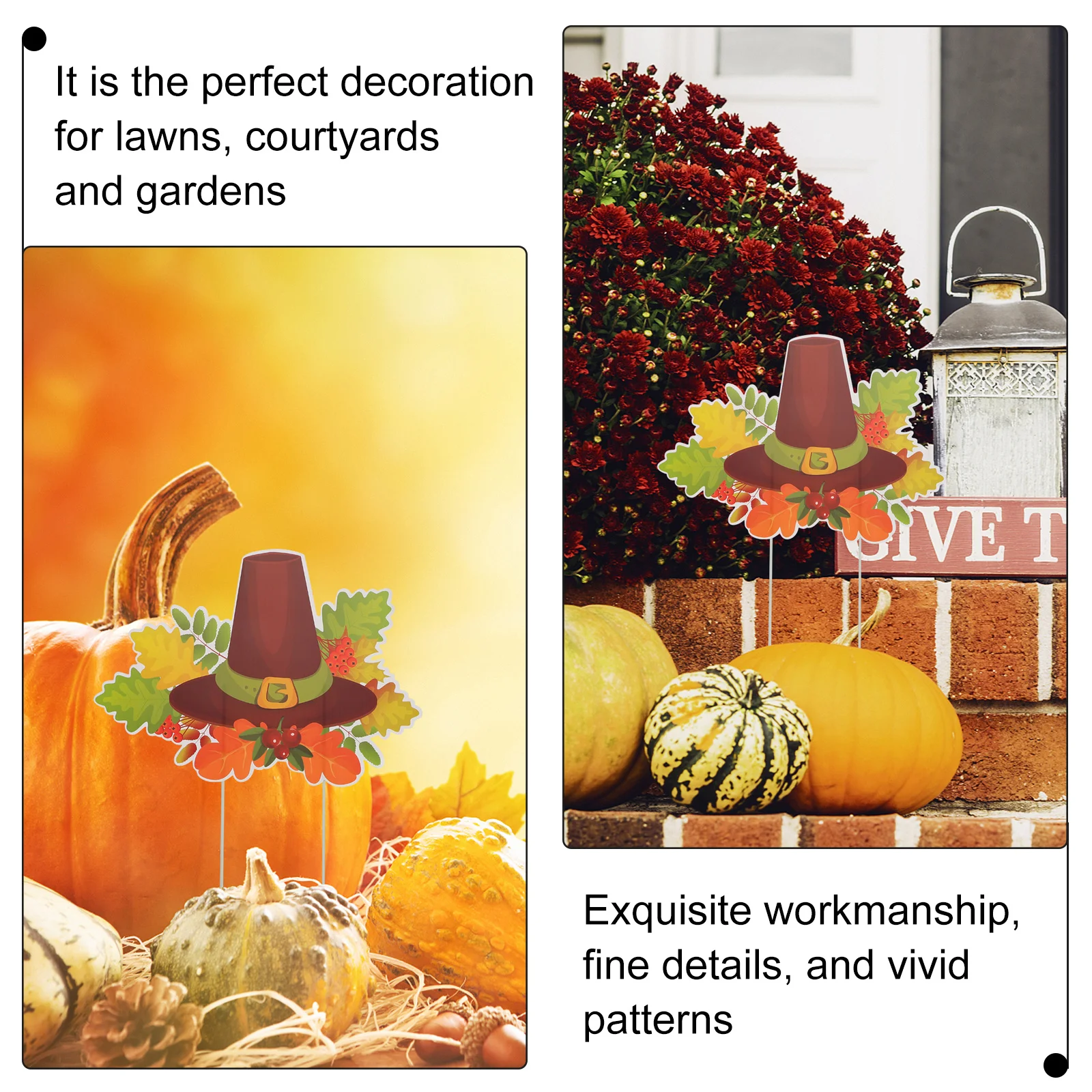 

Garden Insert Board High-Quality Plastic Durable Thanksgiving Decoration Outdoor Yard Sign Festival Lawn Stakes Decor Party Yard