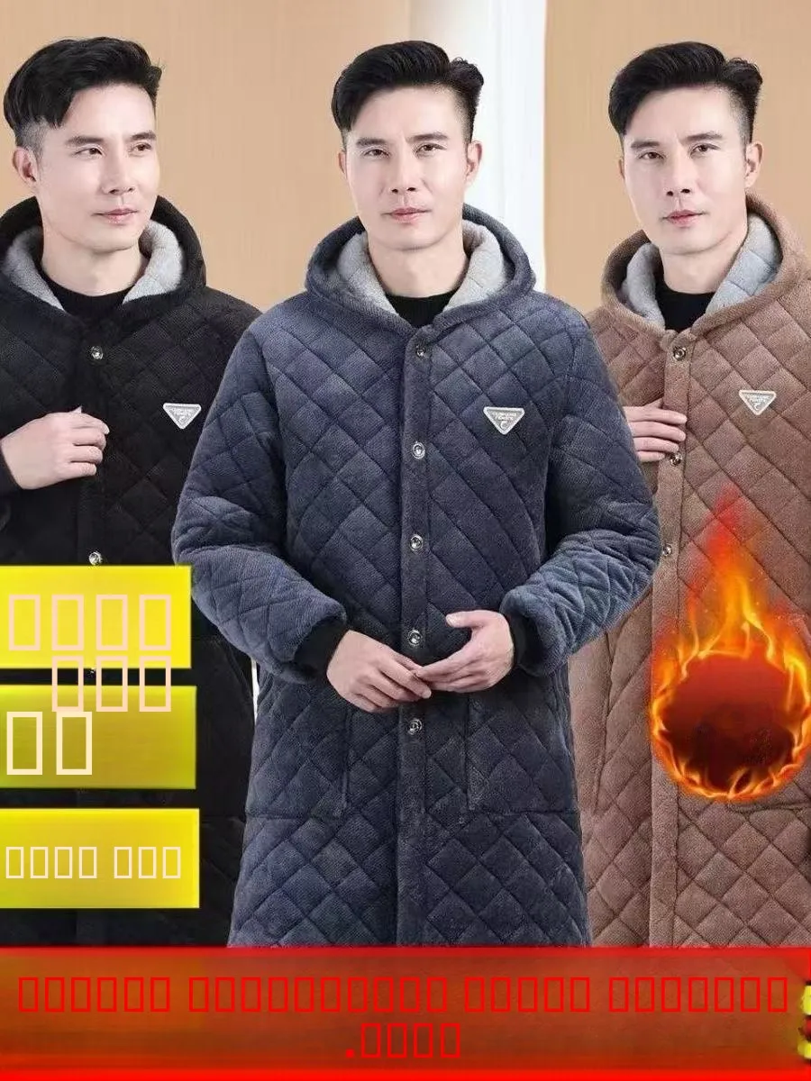 

Men's Winter Thiened Fce Cotton Jaet Long Sve Loose Workwear Resistant to Dirt Warm Outerwear for Middle-Aged