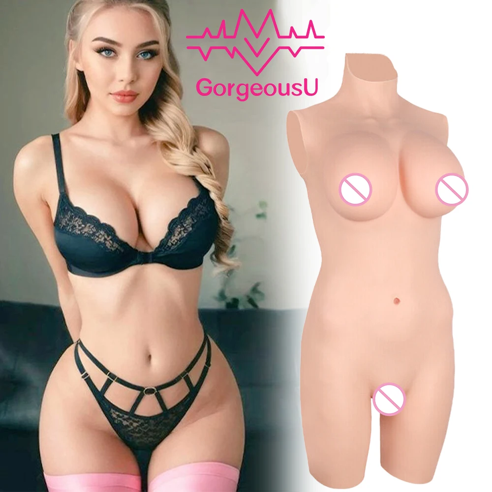 

Silicone Bodysuit Full Body Suit Crossdresser Male to Female Fake Boobs Jumpsuit Crossdressing Sexy Lingerie Bodysuit cosplay