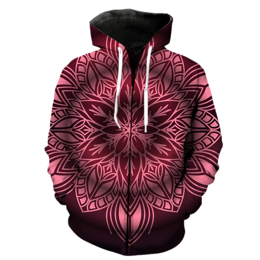 

Mandala Men's Zipper Hoodie Unisex Sweatshirts Harajuku Long Sleeve Casual Streetwear Fashion Spring Hip Hop With Hood Jackets