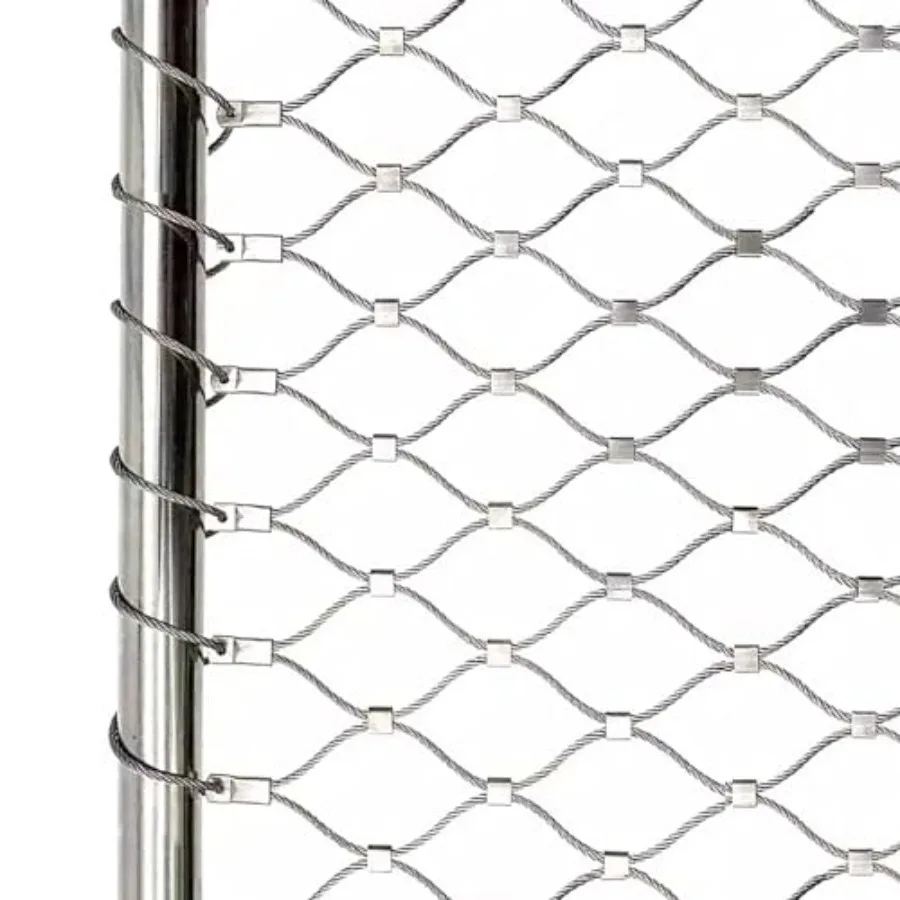 

304 Stainless Steel Wire Rope Net 6ft x 8ft Coil Metal Flexible Cable Security Mesh Safety Netting for Balcony Stairs Gu