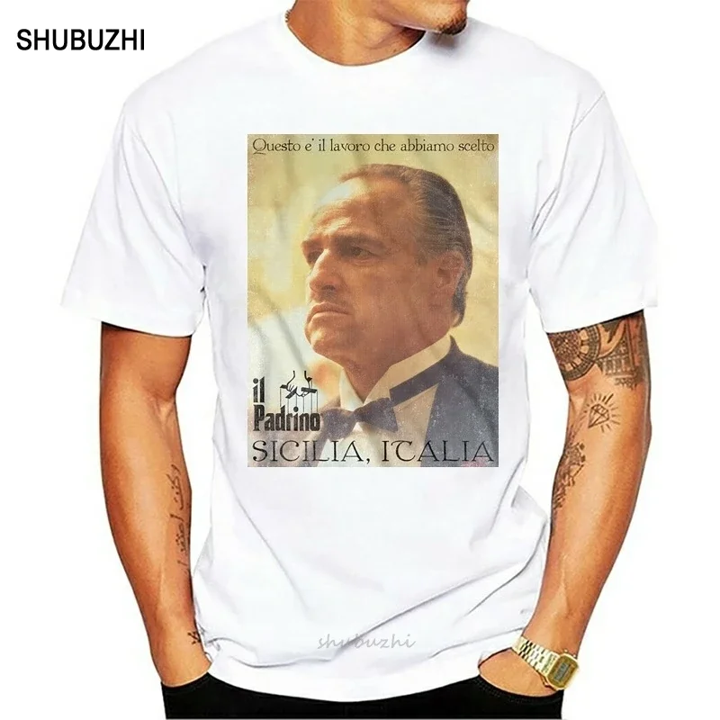 Godfather Don Corleone Padrino Men'S T Shirt Sicilia Italia Poster Brando Mafia Men Clothes Tee Shirt