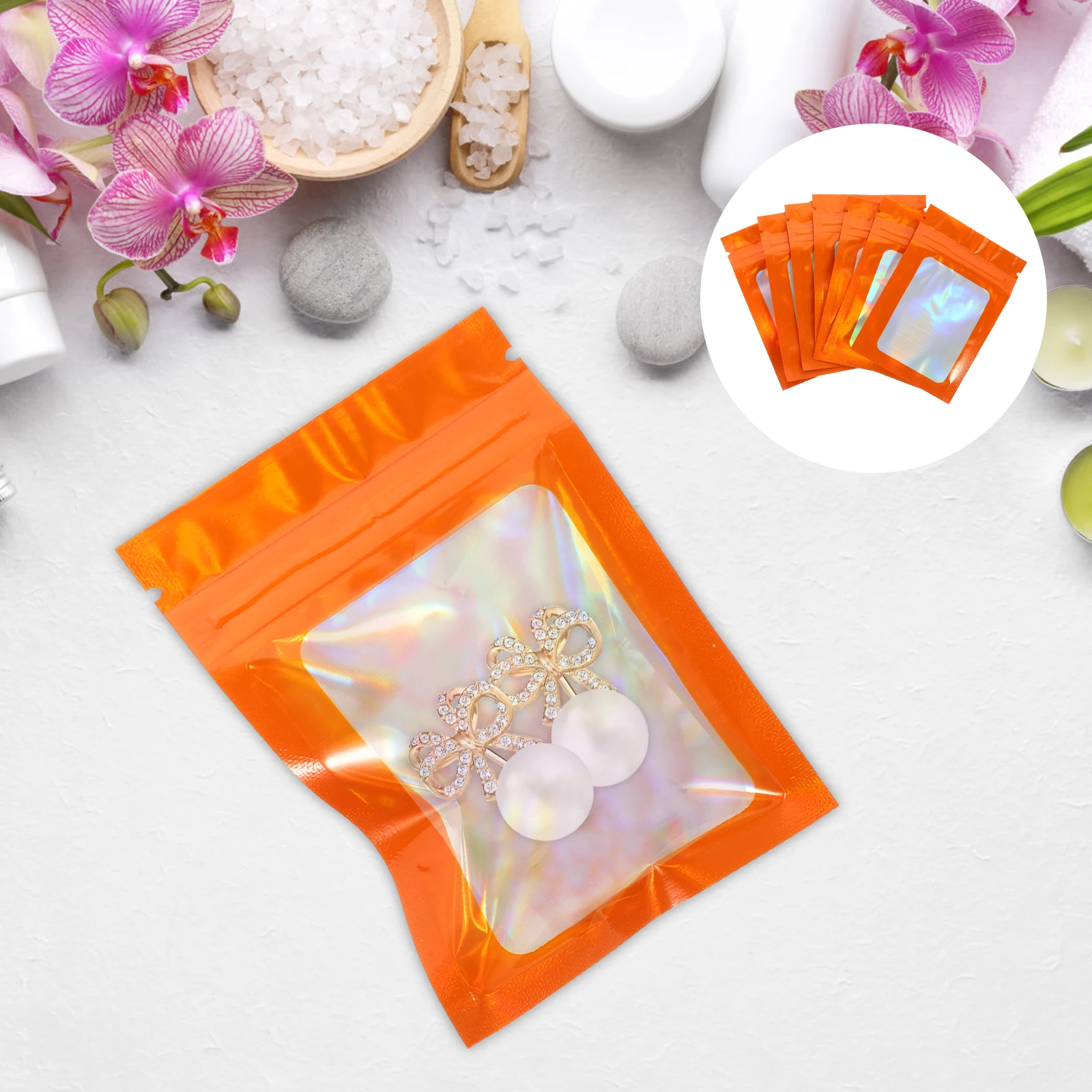 

100 Pcs Gift Wrapping Bag Sealing Package Bags Laser Reusable Earring New Material Portable Jewelry Packaging