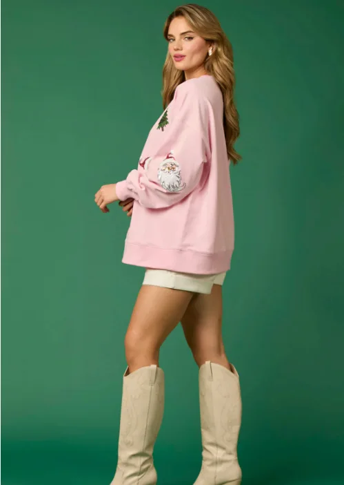 BKLD 2025 Autumn And Winter New Women Clothing Round Neck Casual Loose Christmas Sequined Pullovers Sweatshirts Long Sleeve Tops