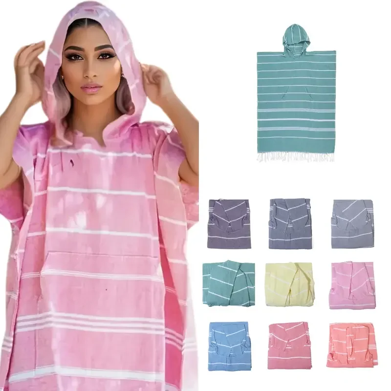 1pc Turkish Surf Poncho Changing Towel, Swim Robes, Surf Poncho, Beach Towel for Adult Men Women Beach Pool